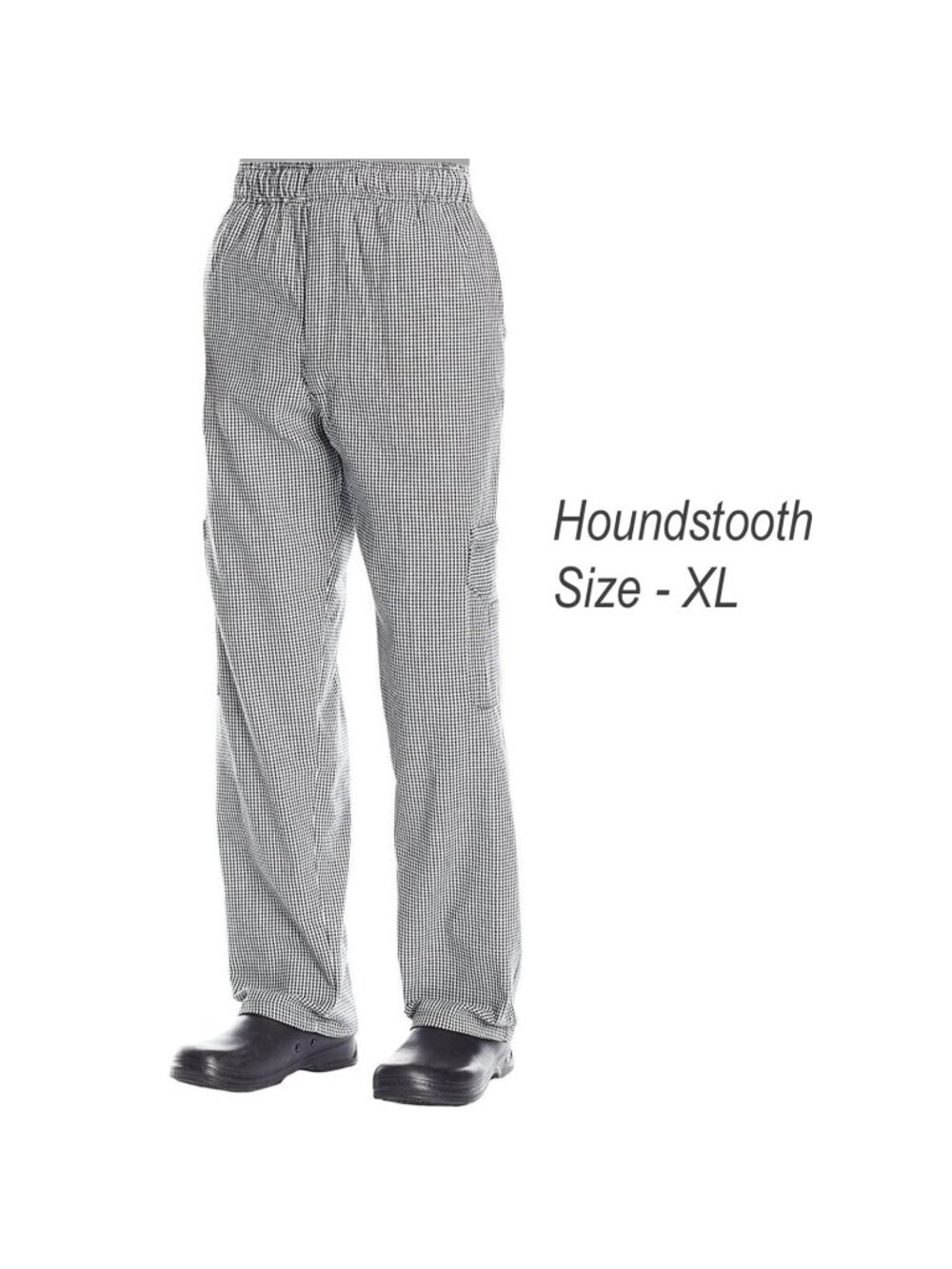 Chef Code Cargo Pants Elastic Waist Drawstring Zipper Cargo Pants XL Houndstooth